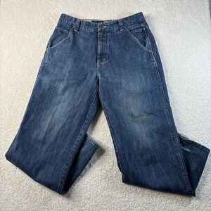 Marithe Francois Girbaud Jeans Mens 34M Blue Utility Denim Wide Leg Y2K Distress